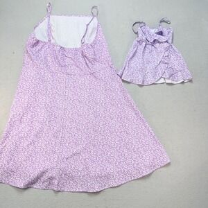 SHEIN Curve Women's 1XL Purple Floral Mini Dress/ Matching Baby Girl Outfit 6‑9M